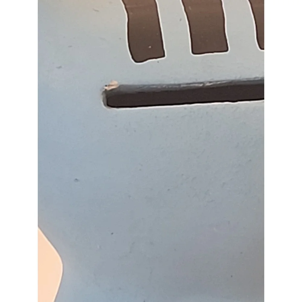 Vintage Ceramic Blue Kitty Cat Money Bank 5.25
